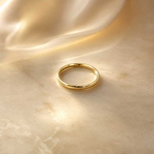 انگشتر طلا ۱۸ عیار زنانه مینیمال طرح رینگ ساده (کد ۹۵۰)
