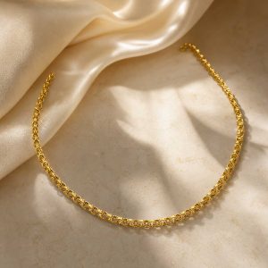 زنجیر طلا ۱۸ عیار زنانه طرح یزدی طول ۶۵ سانتی‌متر (کد ۱۰۰۷)