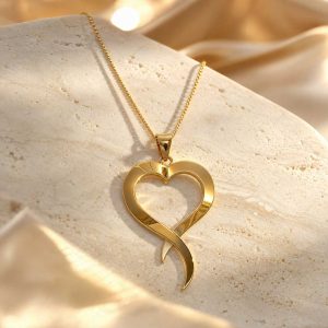 پلاک طلا ۱۸ عیار زنانه کم اجرت طرح قلب بینهایت (کد ۲۰۷)